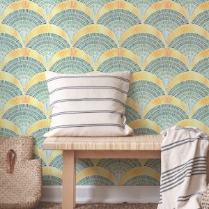 Art Deco Mosaic Scallop Sage Green Gold