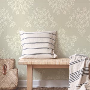 Rustic leaf damask XL – neutral gray