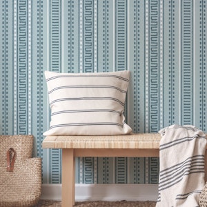 Retro Vertical Textured Stripes Blue