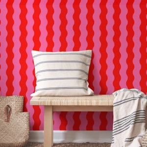 Wavy Pink and Red Stripes