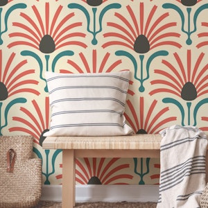 Bohemian Daisy Burst in Red Teal - L