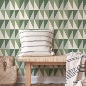mid-century refracted diamond retro green M