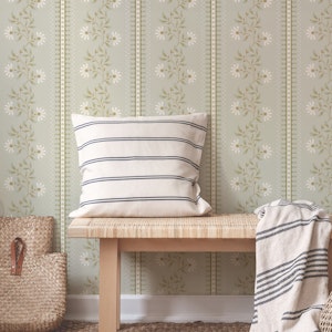 Floral Stripes Light Sage