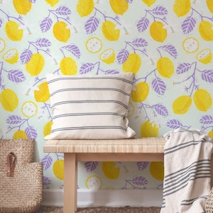 Flowering lemon twigs Block print lavender