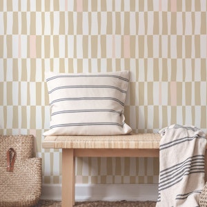 Checkered stripes - beige + pink