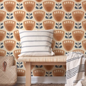 Mid-Century Tulips in Brown - S