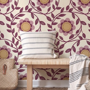 Violet Vintage Floral Gold Cream Large