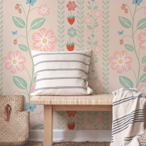 Blossoms and Berries Delight Natural Linen