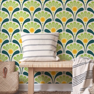 Bold Floral Joy in Green Yellow - S