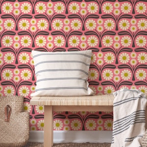 Bold Daisy Retro in Pink Green - S