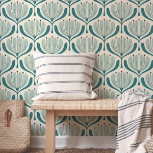 Vintage Blossom Elegance in Teal - S