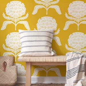 Crafty Home Spun Embroidery Flowers on Yellow