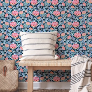 Jewel Toned Chintz in Cobalt and Pink Small
