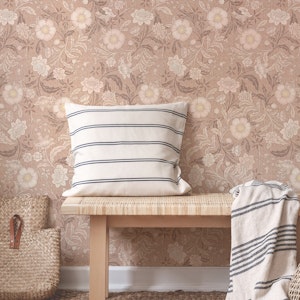 Heritage floral foliage - brown dusty pink