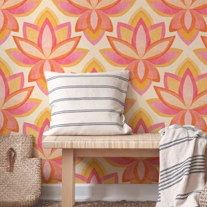 Trippy Seventies Lotus in Pink and Orange