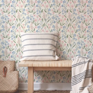 Penelope Botanical Floral Pastel blue pink
