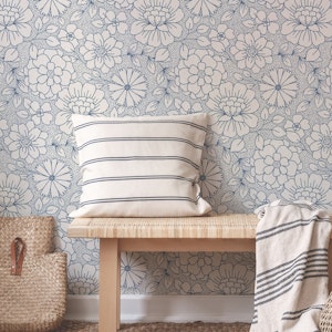 Boho Floral in Neutral Blue