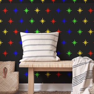 Colourful Rainbow Stars on a Black Background
