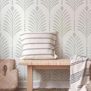 art deco vertical leaves - soft green & blue