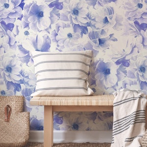 Blooming Vintage Roses in Pale Violet Blue