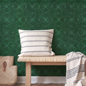 Deep Green Geometric Linen Textured Circles