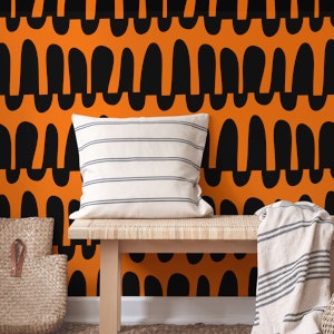 Wavy horizontal stripes orange black