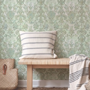 Grunge damask pattern sage mint duck