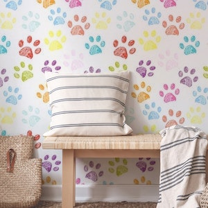 Colorful doodle paw prints cat dog lover II