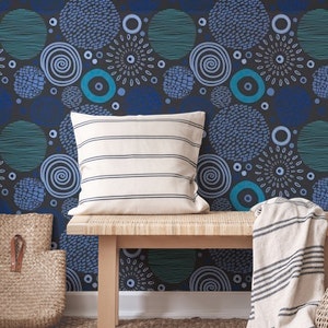 Circle Marks Tribal Pattern In Blue Tones