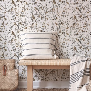 Nordic Chinoiserie Whispers Birds And Foliage Beige