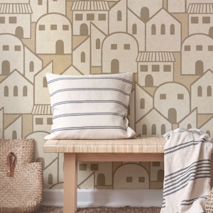 Minimalist Abstract Houses in Tan Beige