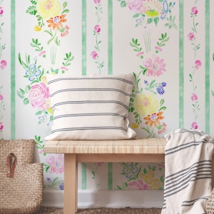 Vintage Flowers Stripes - large