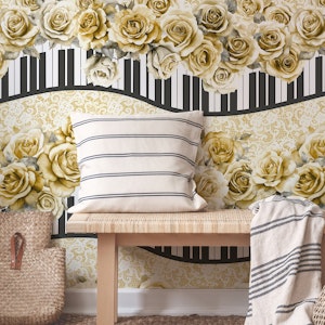 Shabby Chic piano keyboard waves 11