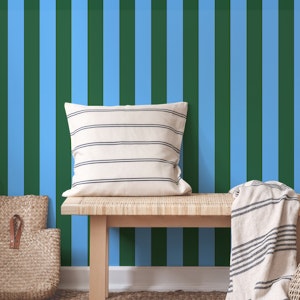 Green and Blue Stripes Wallpaper