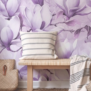 Magnolia And Butterfly Pastel Lilac Purple