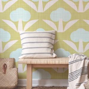 Minimal Geometric Floral Green