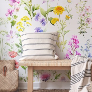 Wildflowers wallpaper on white