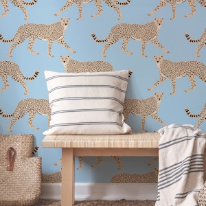 Walking Cheetah on Dark Steel Blue large