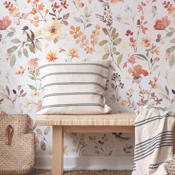 Free spirit brown watercolor floral on beige
