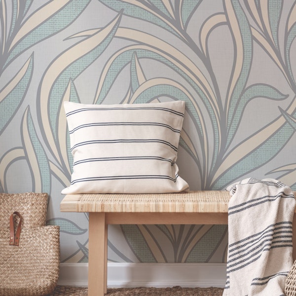 Elegant foliage flow light grey mint