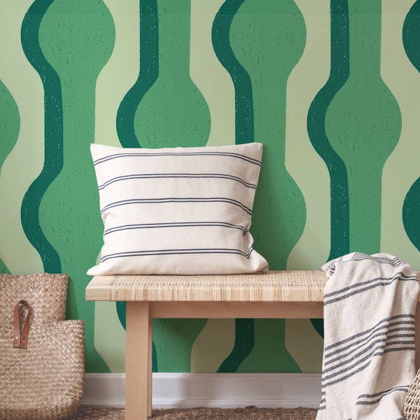 Emerald Green Modern Abstract Shapes Stripes