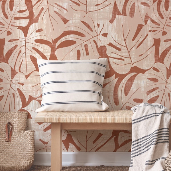 Jungle Leaves in warm nude and auburn brown