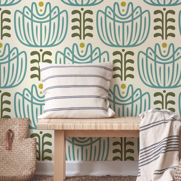 Tulip Inspired Elegance in Teal Green - L