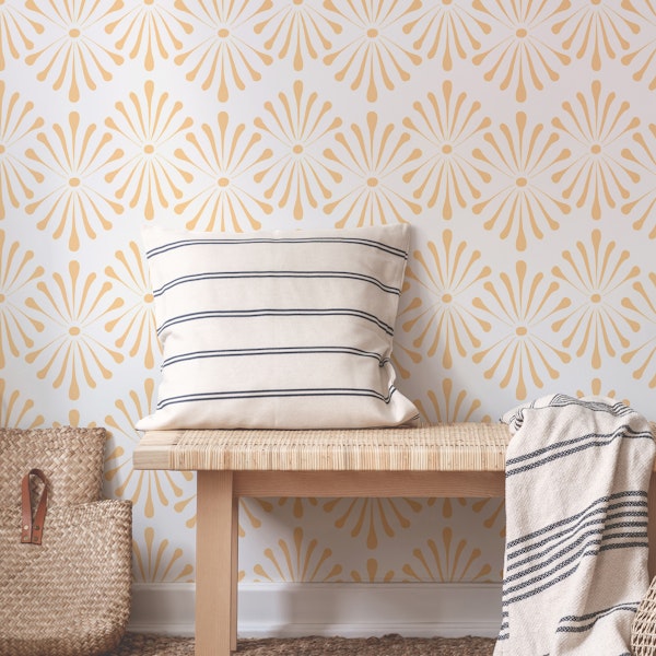 Abstract Floral Beige Yellow