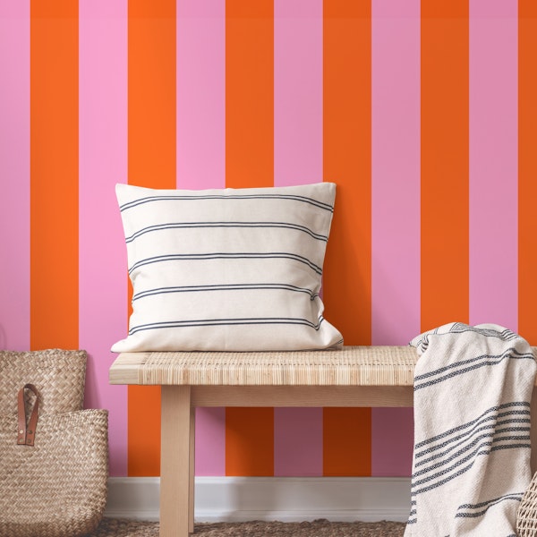 Pink and red wide awning stripe
