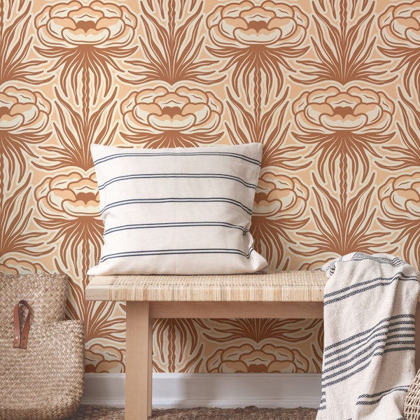 Vintage peony blossoms brown