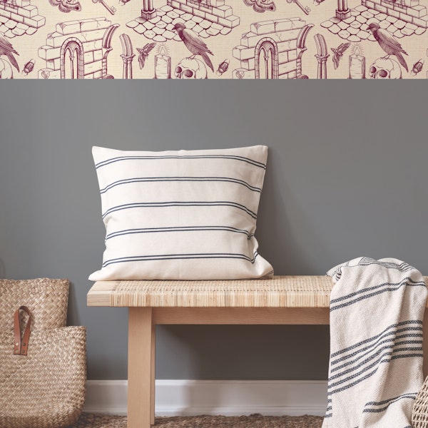 Dark Academia Toile de Jouy - Burgundy