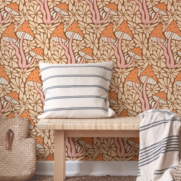 Retro Floral Mushroom Design