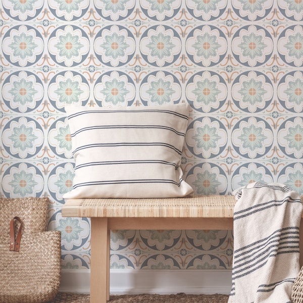Aged Cement Tile Backsplashes - Navy