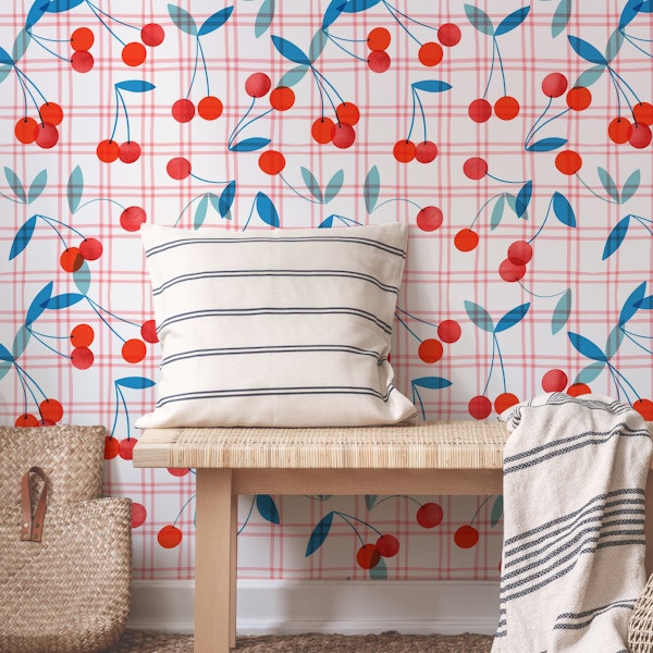 gingham cherries summer – large